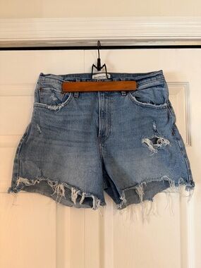 Abercrombie & Fitch Light Blue Distressed Denim Shorts